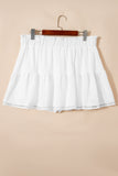 White Plus Size Boho Ruffled Shorts