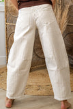 Khaki Stripe Barrel Jeans