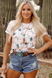 Cactus Print Crew Neck Top