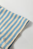 Blue Stripe Crew Neck Drop Shoulder Tee