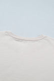 White Retro COWGIRL Print Leopard Ruffle Hem Patchwork T Shirt