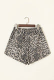 Leopard Drawstring Denim Shorts