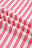 Pink Stripe Contrast Patchwork Short Sleeve T Shirt Shift Dress