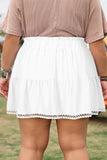 White Plus Size Boho Ruffled Shorts