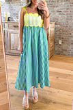 Patchwork Knot Strap Midi Dress