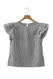 Striped Ruffle Short Sleeve Shift Blouse