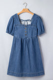 Square Neck Denim Mini Dress
