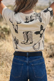 Retro Western Print T Shirt