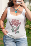 Plus Size Floral Print Square Neck Sweater Vest