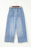 Drawstring Raw Hem Wide Leg Denim Pants