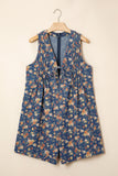 Floral Print Loose Denim Romper