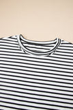 Black Stripe Puff Sleeve Top