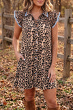 Leopard Print Lace Trim Mini Dress