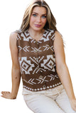 Southwestern Button Square Neck Sweater Vest