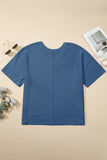 Blue Pointelle Plus Size V Neck Top