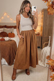 Chestnut Striped Sleeveless Long Dress