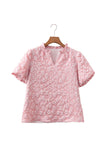 Pink Floral Puff Sleeve Blouse