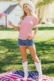 Red Stripe Puff Sleeve T Shirt