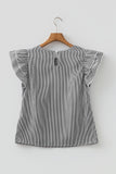 Striped Ruffle Short Sleeve Shift Blouse
