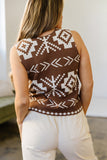 Southwestern Button Square Neck Sweater Vest