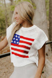 White Flag Short Sleeve Sweater