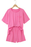 Raw Edge Oversized Top and Shorts Set