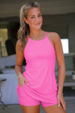 Pink Tunic Tank Dress Athletic Shorts Two Piece Set