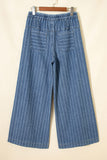 Stripe Plus Size Wide Leg Denim Pants