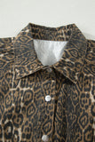 Leopard Print Short Sleeve Denim Mini Dress
