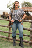 Leopard Short Sleeve Plus Size Top
