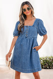 Square Neck Denim Mini Dress