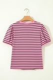 Rose Stripe Puff Sleeve Top