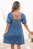 Square Neck Denim Mini Dress