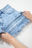 Distressed Acid Wash Denim Shorts