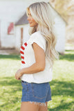 White Flag Short Sleeve Sweater