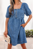 Square Neck Denim Mini Dress
