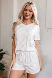 Checkered Tee Drawstring Shorts Lounge Set