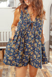 Floral Print Loose Denim Romper