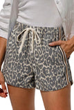 Leopard Drawstring Denim Shorts