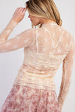 Jet Stream floral Mesh Long Sleeve Top