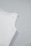 White Sleeveless Smocked Lace Peplum Top