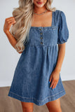 Square Neck Denim Mini Dress