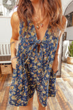 Floral Print Loose Denim Romper