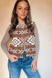 Southwestern Button Square Neck Sweater Vest