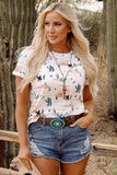 Cactus Print Crew Neck Top