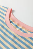 Blue Stripe Crew Neck Drop Shoulder Tee