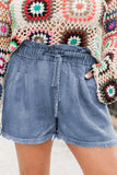 Raw Hem High Waist Plus Size Denim Shorts