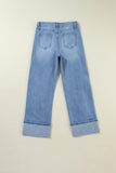 High Rise Asymmetric Ripped Jeans
