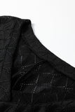 Black Pointelle Plus Size V Neck Top