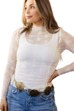 Jet Stream floral Mesh Long Sleeve Top